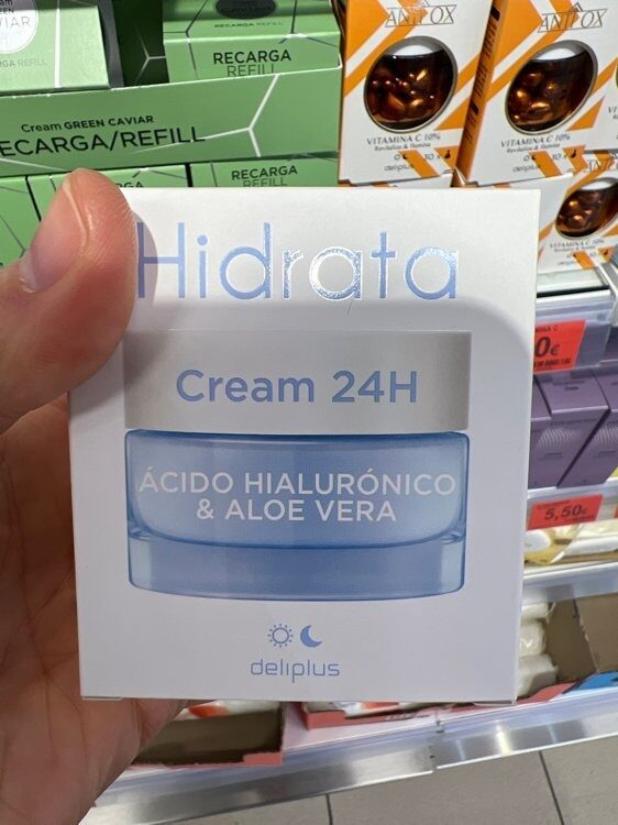 Crema facial hidrata ácido hialurónico y aloe vera, Deliplus